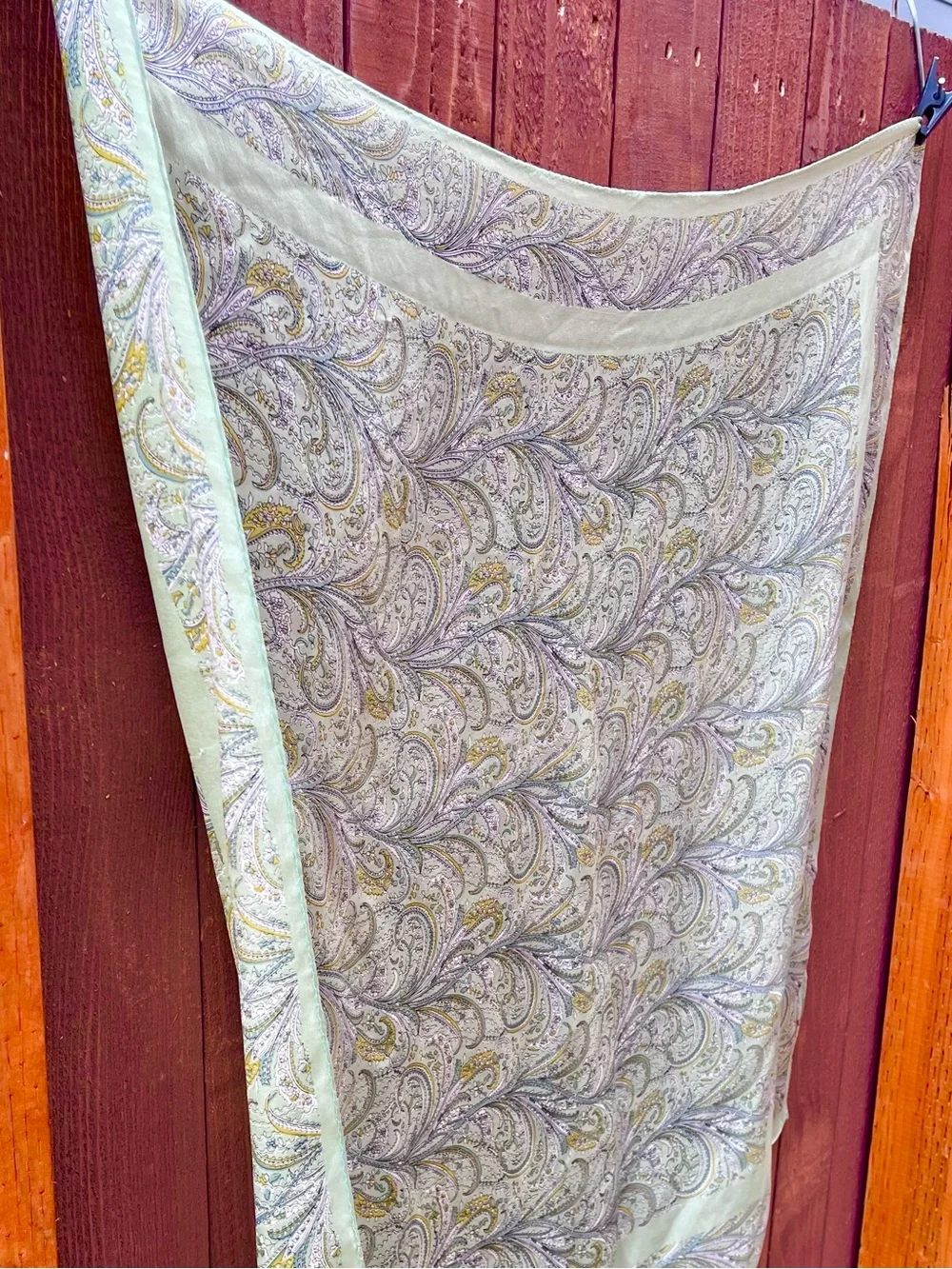 Vintage Glentex 💯 % Silk Scarf in Pale Sage